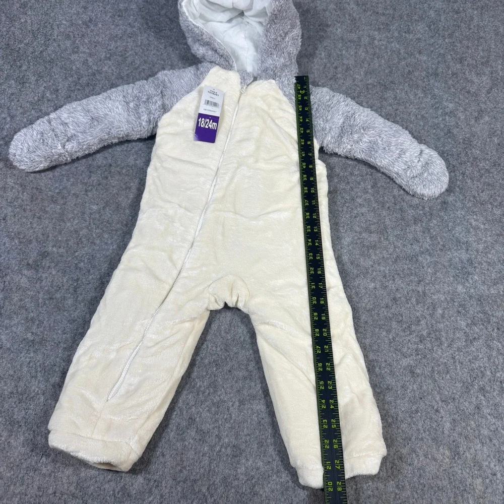 Koala Baby Plush Hooded Coverall Pram Suit 18-24M Cream Grey Animal Character NW